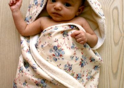 baby towel with hood and back printed